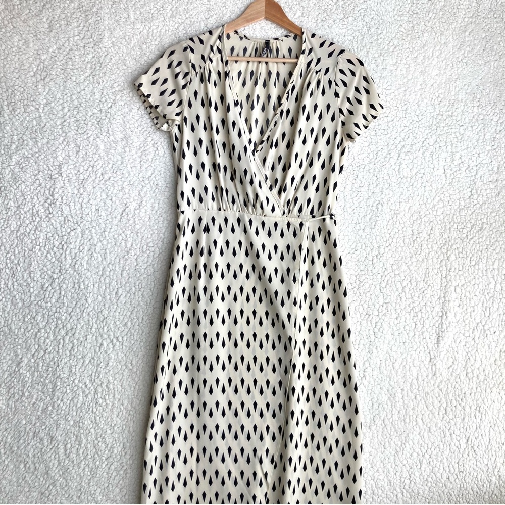 Lulu's Women's cream diamond print Short sleeve wrap maxi dress, Sz XS - Picture 5 of 16